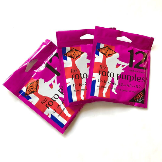 3x (3 packs) Rotosound R12 Roto Purples Medium-Heavy (12-52) Nickel on Steel Electric Guitar Strings