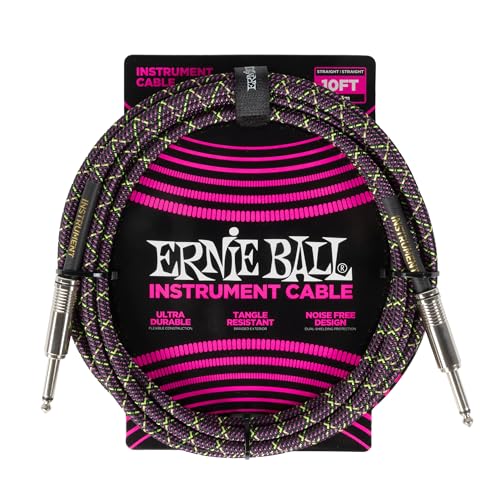 Ernie Ball Braided Instrument Cable Straight/Straight 10ft - Purple Python (P06427)