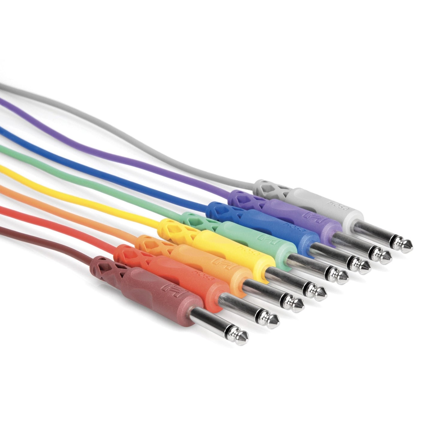 Hosa CPP-845 8-Pack of 1/4" TS (mono) Unbalanced Patch Cables - 1.5' long, Assorted Colors