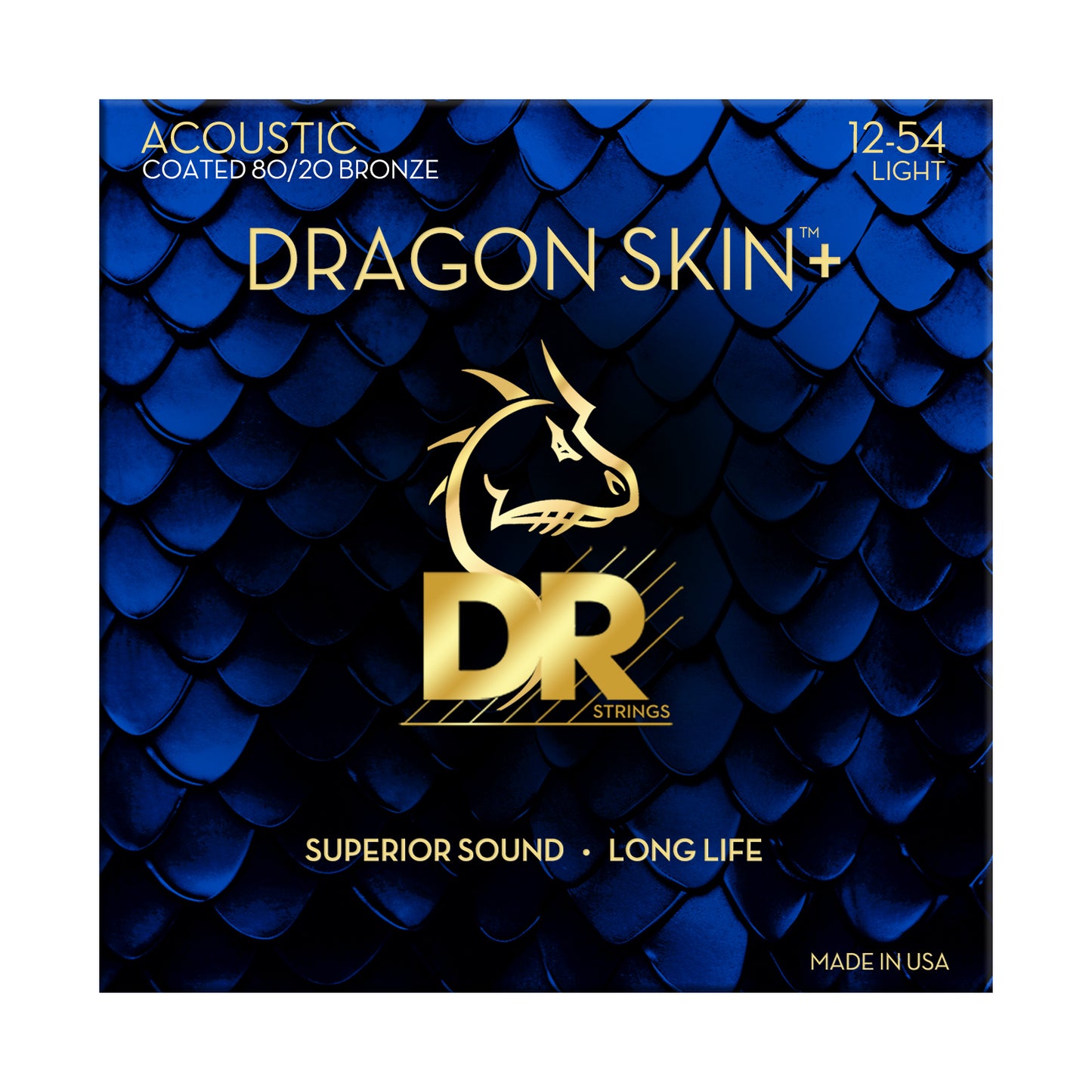 DR DRAGON SKIN+ Coated 80/20 Bronze Acoustic Guitar Strings – DA8-12 – Superior Sound with Comfortable Feel & Long Life: Light 12-54