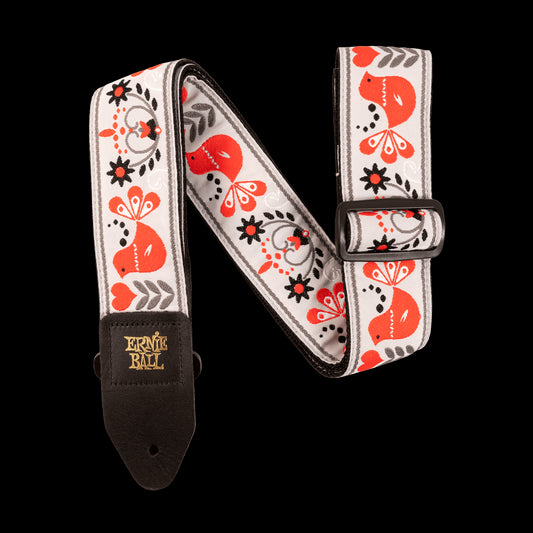 Ernie Ball Jacquard Guitar Strap, Red Bird Winter