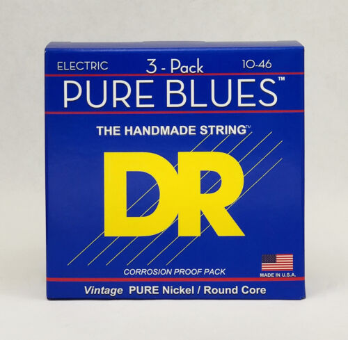 DR Strings 3-Pack Pure Blues Nickel Electric Guitar Strings, Medium 10-46