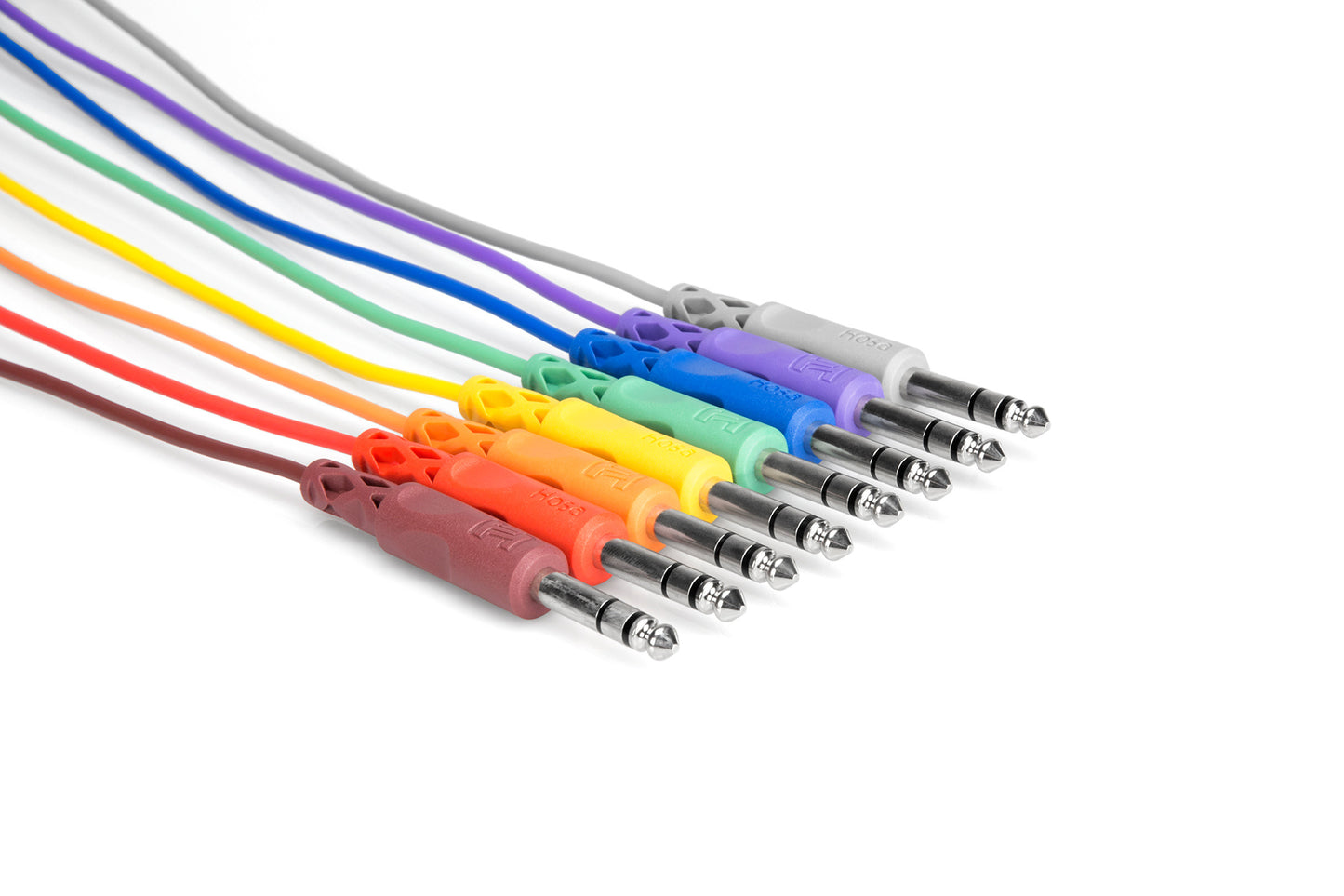 Hosa CSS-890 8 Pack 1/4" TRS (Stereo) Balanced Patch Cables - 3 ft, Various Colors