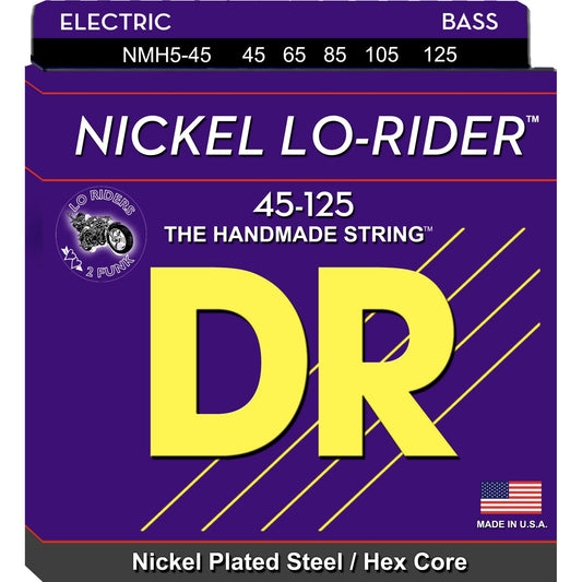 DR Strings NMH5-45 LO-RIDER Nickel Plated Bass Strings 5-String Medium, 45-125