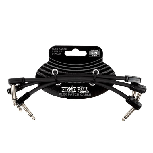 Ernie Ball Flex Patch Cable 6in - Black - 3 Pack