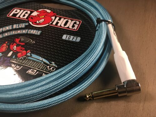 Pig Hog Vintage Instrument Cable - 10 FT Right Angle "Daphne Blue" (PCH10DBR)