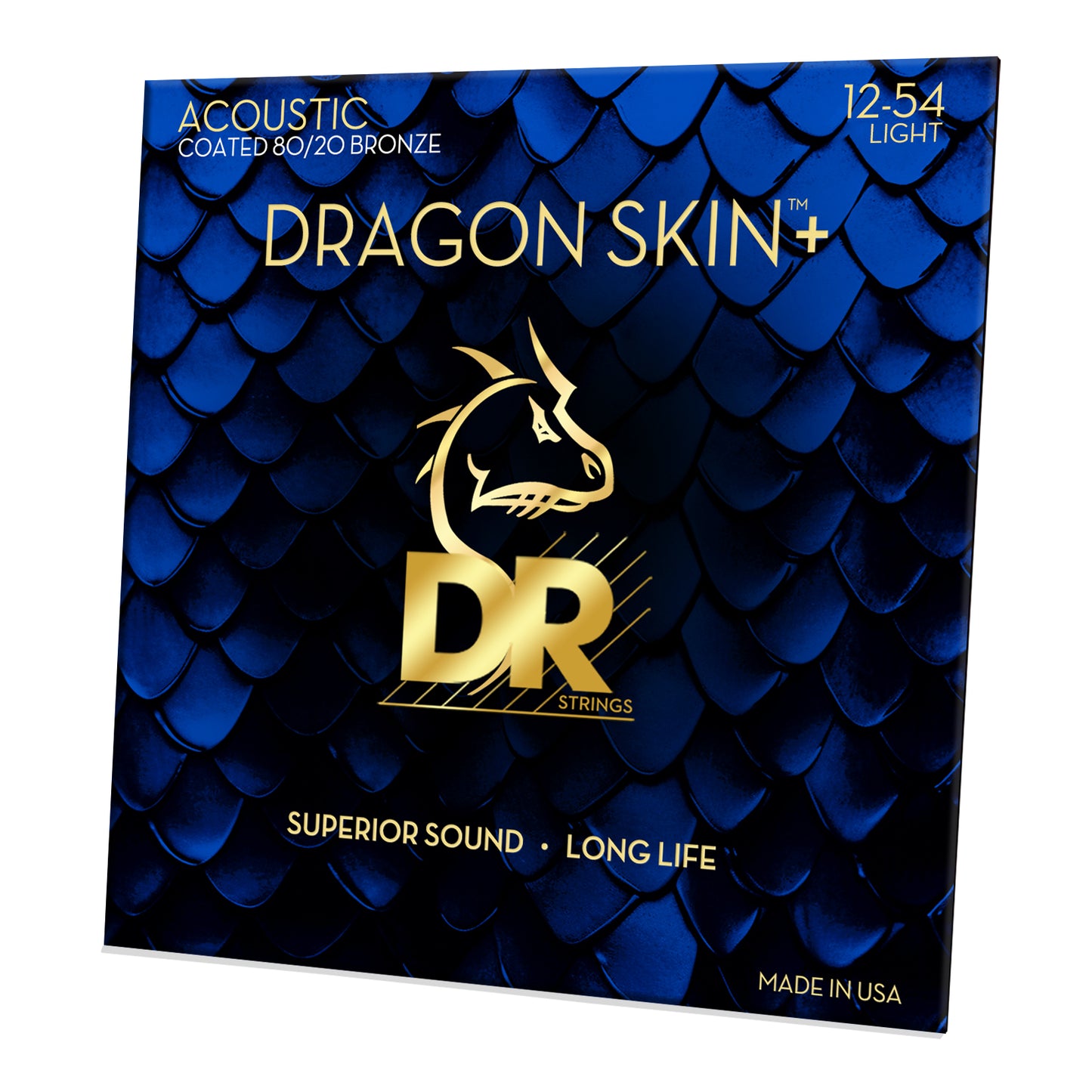 DR DRAGON SKIN+ Coated 80/20 Bronze Acoustic Guitar Strings – DA8-12 – Superior Sound with Comfortable Feel & Long Life: Light 12-54