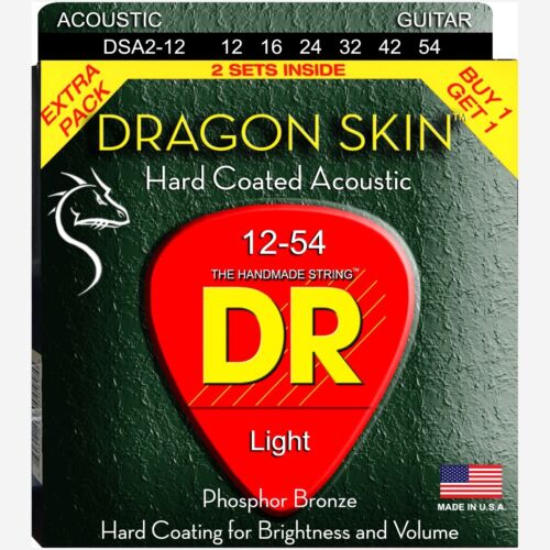 DR Strings : 2-Pack : DSA-2/12: K3® "Dragon Skin" Acoustic Guitar Strings