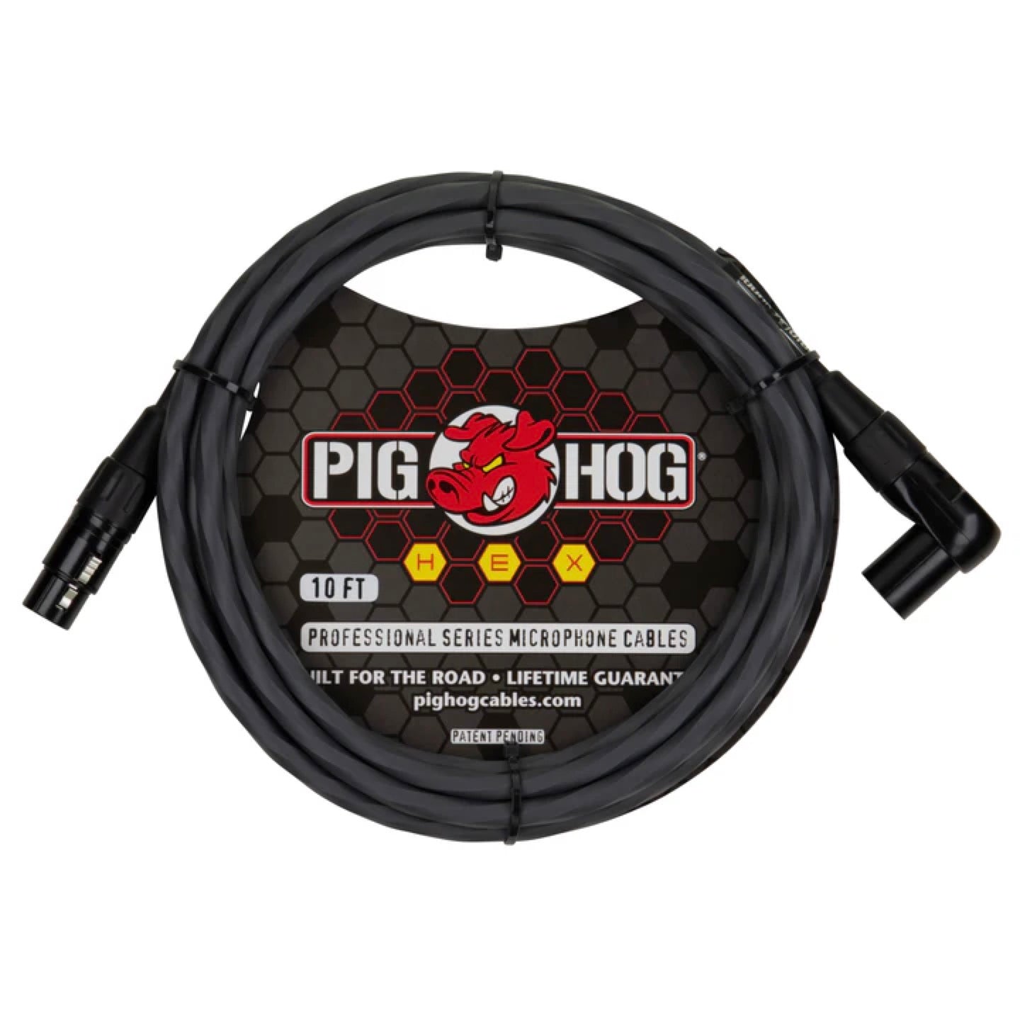 Pig Hog PHMH10GRR Hex Series, 10ft Right Angle Mic Cable, Grey