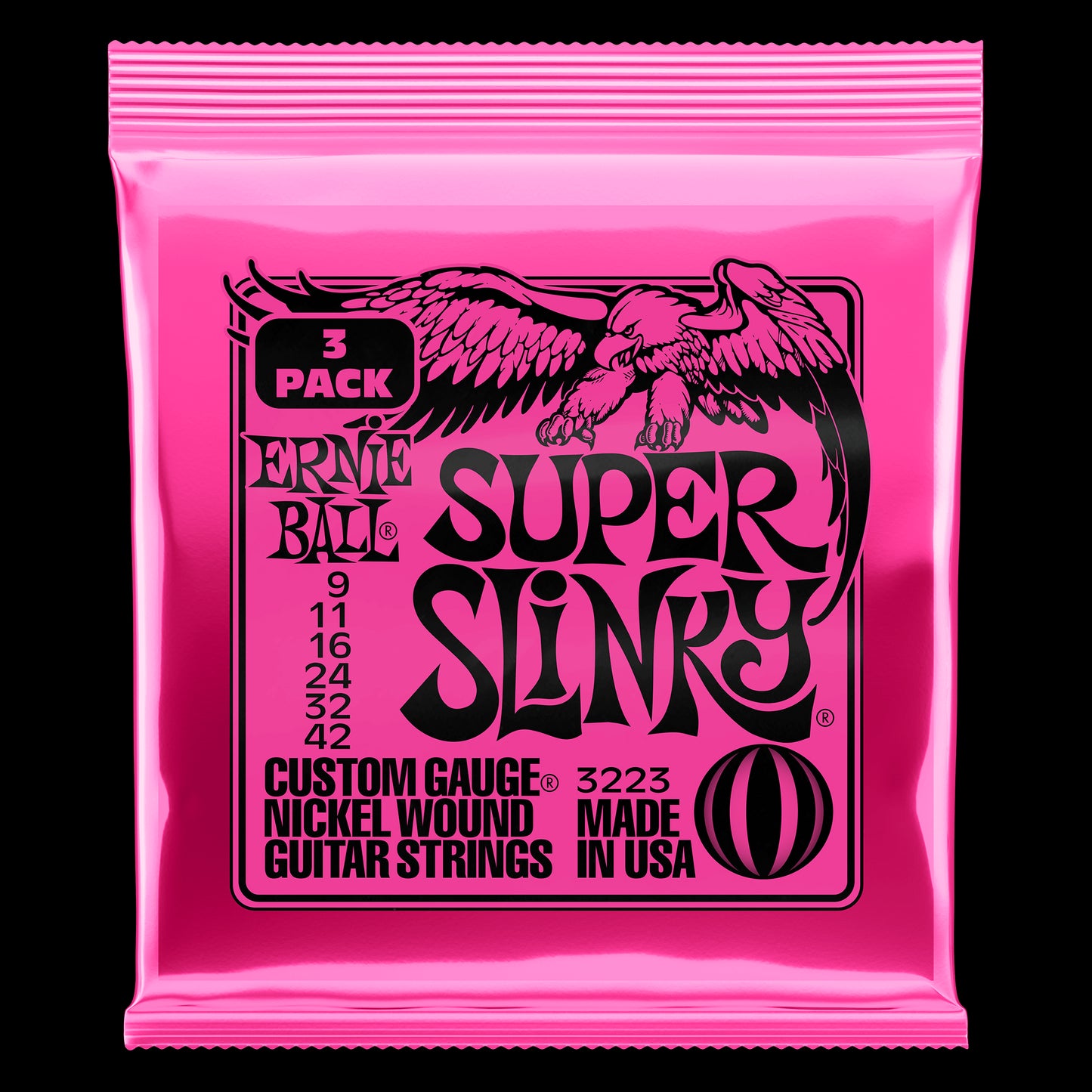 Ernie Ball Super Slinky Nickel Wound Electric Guitar Strings 3 Pack - 9-42 Gauge