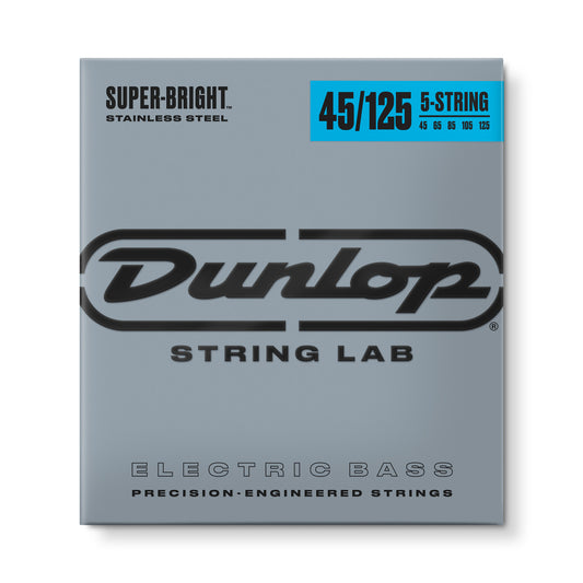 Dunlop DBSBS45125 Super Bright Stainless Steel Medium 45-125 Electric Bass Strings (5-String Set)