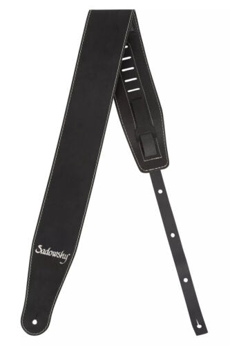 Sadowsky MetroLine Genuine Leather Bass Strap, Black with Silver Embossing