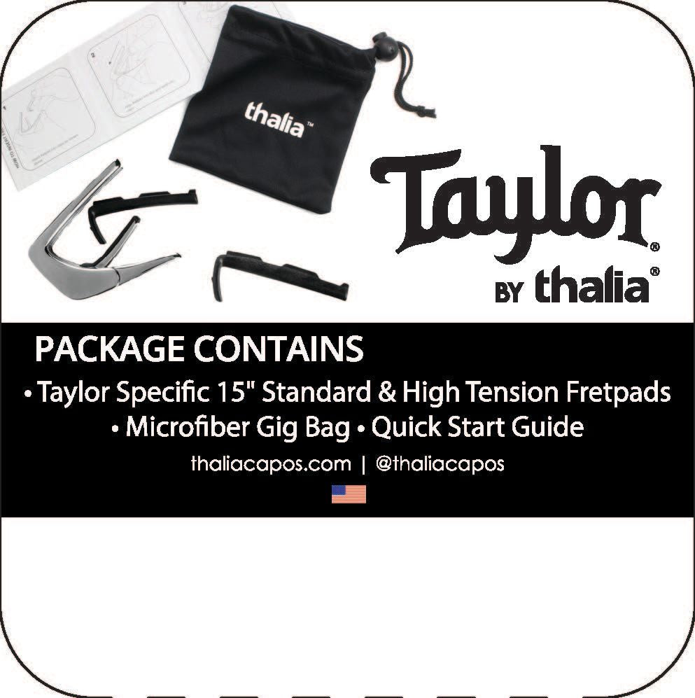 Thalia Guitar Capo - Taylor Officially Licensed (With Taylor Specific Fret Pads) (300 Series Gemstone, Black Chrome)