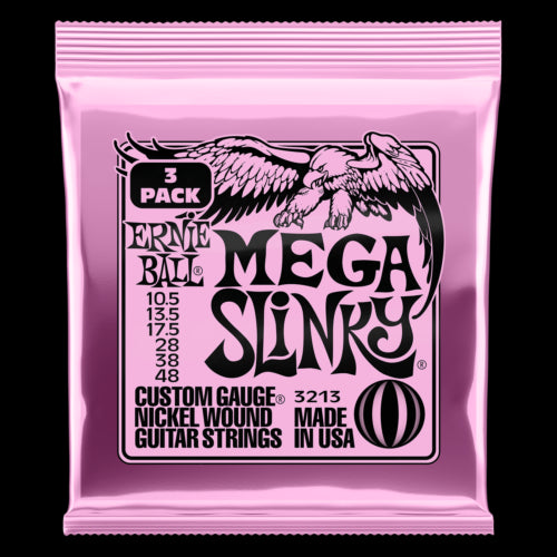 Ernie Ball Mega Slinky Nickel Wound Electric Guitar Strings 3 Pack - 10.5-48 Gauge