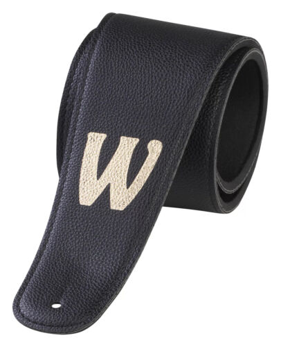 Warwick Synthetic Leather Bass Strap with Neoprene Padding - Black with Gold Embossing