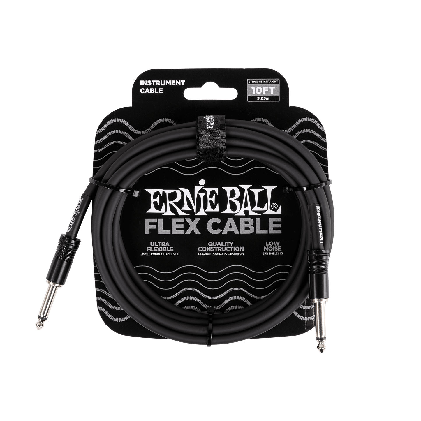 Ernie Ball Flex Instrument Cable, Straight/Straight 10ft - Black