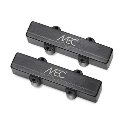 MEC Active J/J Pickups Set for 4 String Bass, Metal Covers, Black Chrome Brushed