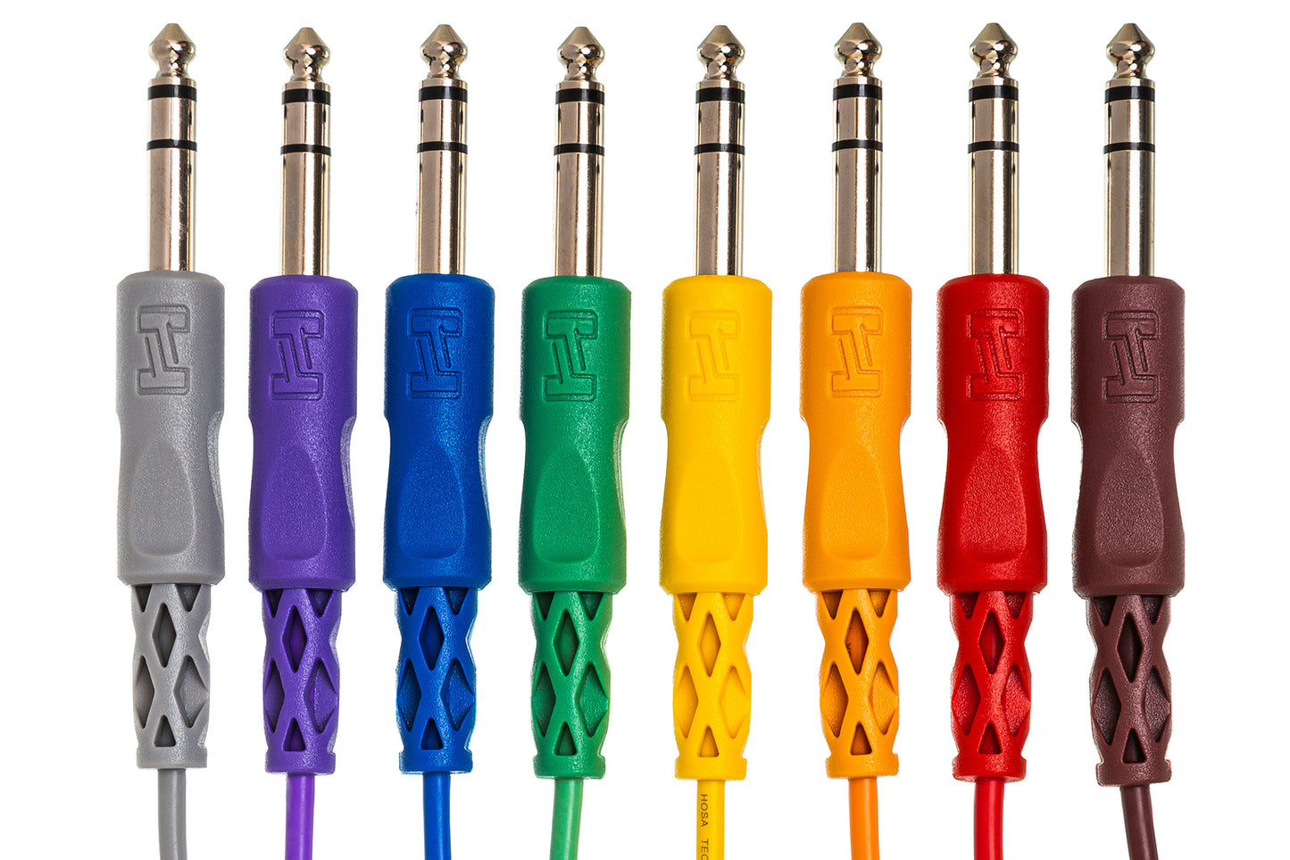 Hosa CSS-845 8-Pack of 1.5-Foot (18") Patch Cables w/ 1/4" Balanced/TRS/Stereo Plugs, Assorted Colors