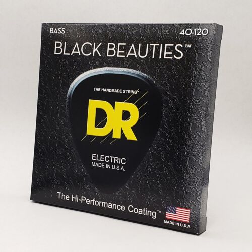 DR Strings Black Beauties K3 Coated Bass Strings, 5-String Set (Light, 40-120), BKB5-40