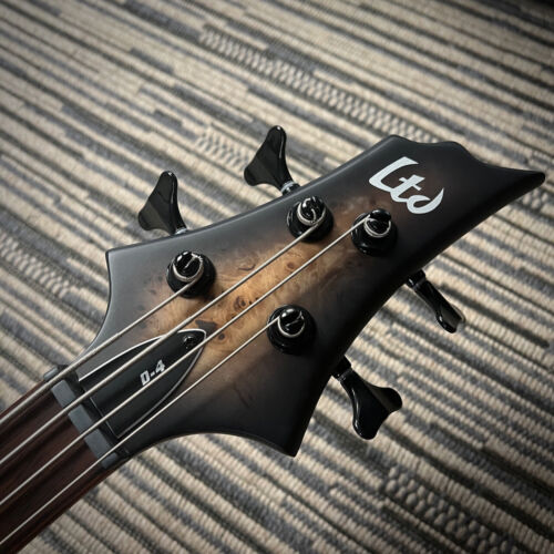 LTD (ESP) D-4 4-String Bass, Black Natural Burst Satin, Burled Poplar