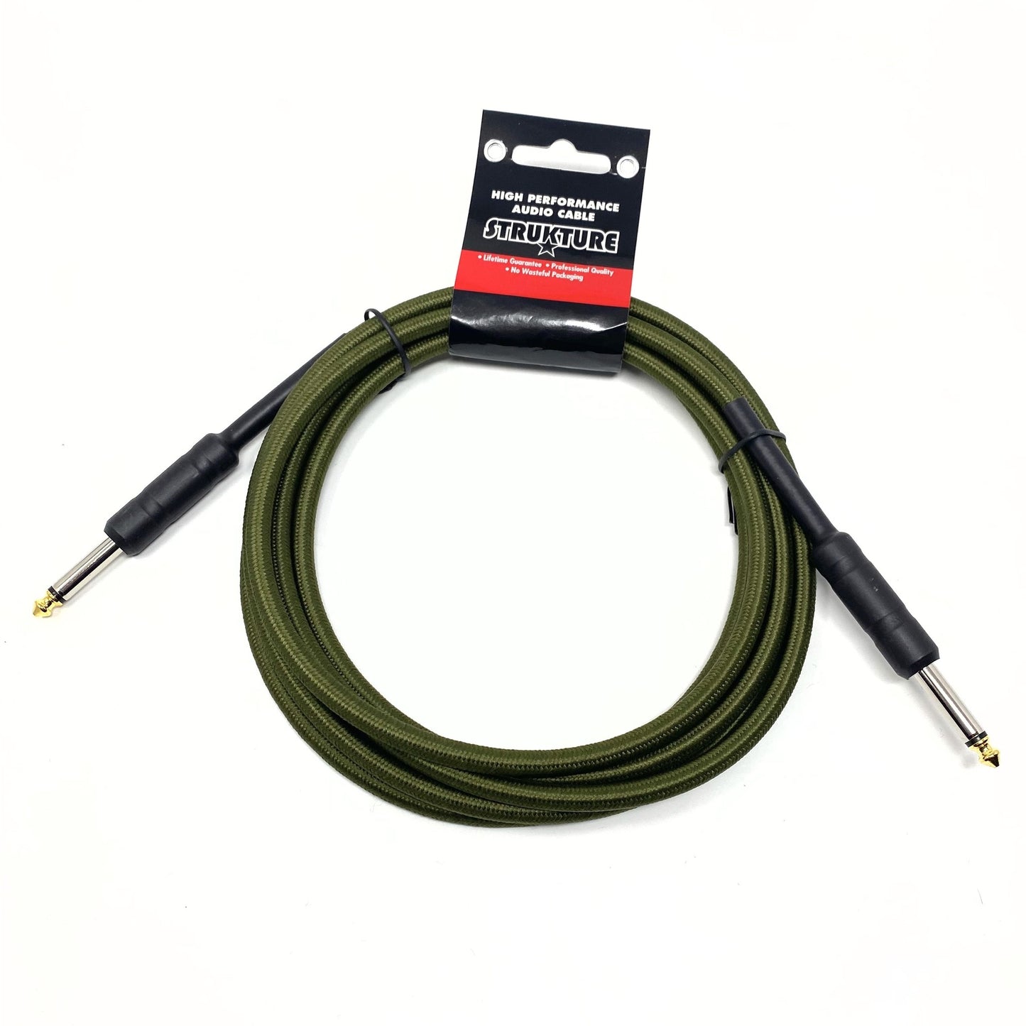 Strukture 10 ft Instrument Cable, Woven, Military Green, 1/4" (SC10MG)