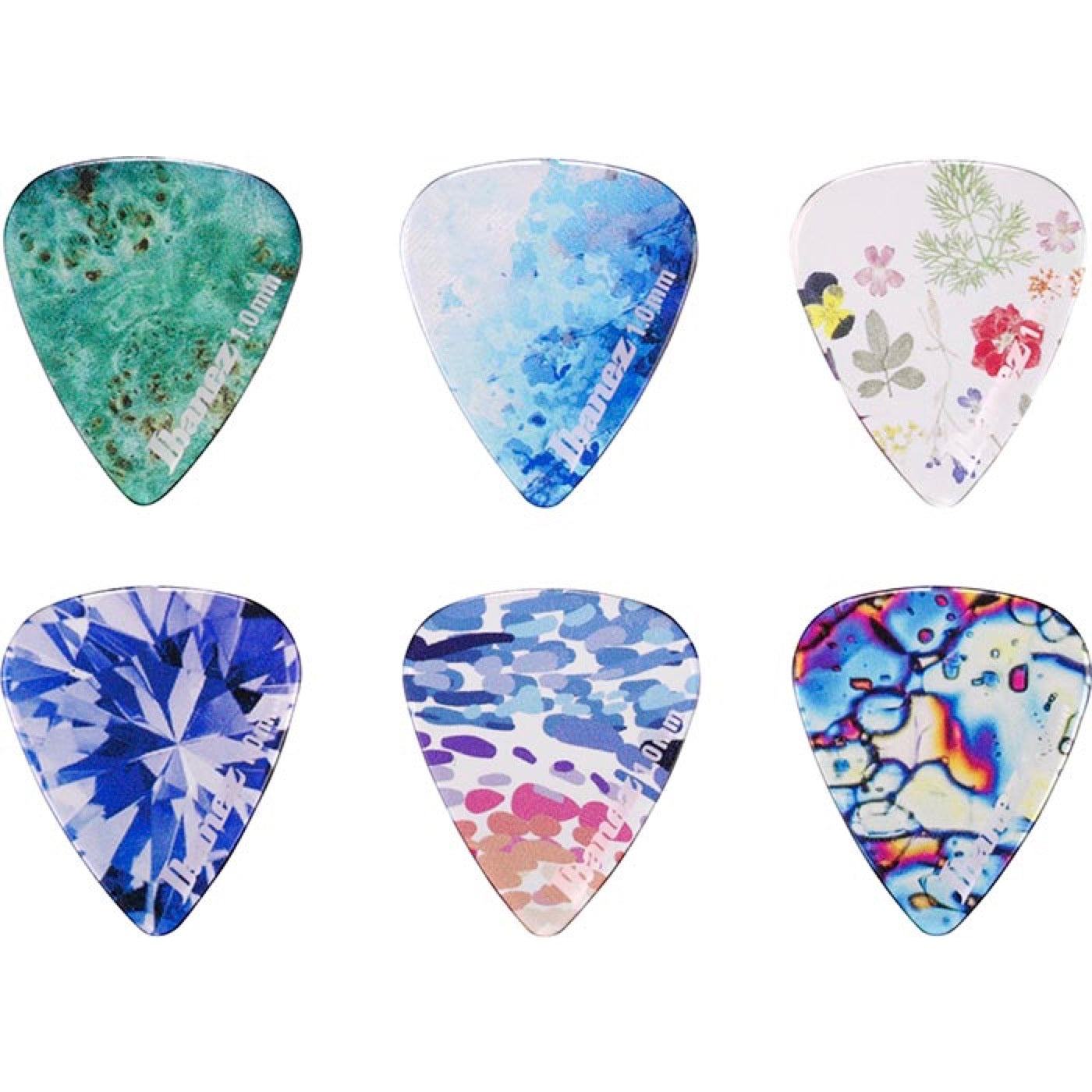 Ibanez KALEIDO Series Picks 6 Pack 1.0mm (PCP14H-C1), Made in Japan