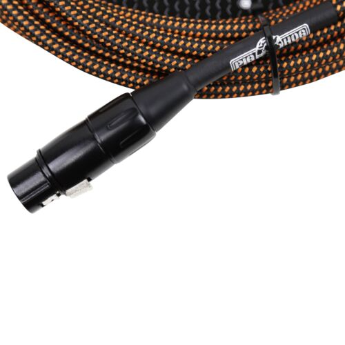 Pig Hog Black & Orange Tour Grade Woven Mic Cable, 20ft XLR (PHM20ORG) (20', 20-foot)