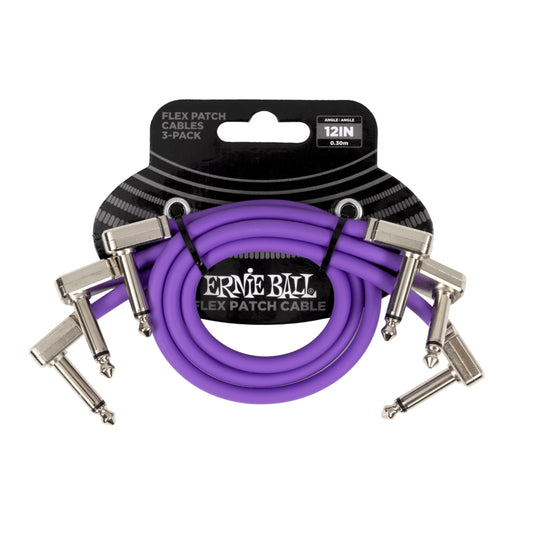 Ernie Ball Flex Patch Cable 12in - Purple - 3-Pack (P06453)