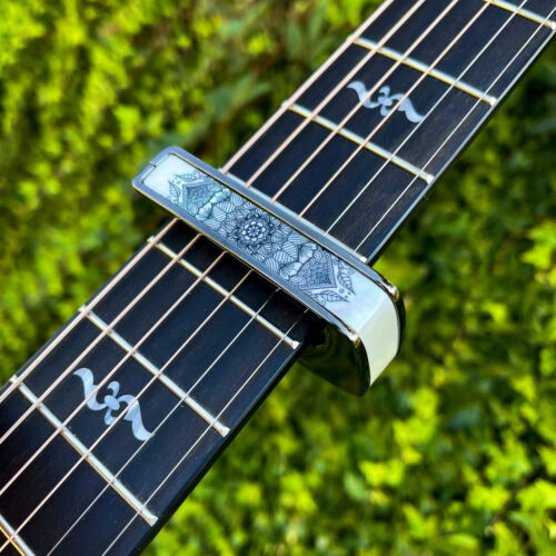 Thalia Capo - Deluxe Series - Black Chrome - Pearl Mandala - UV Inked Design on Exotic Shell Inlay