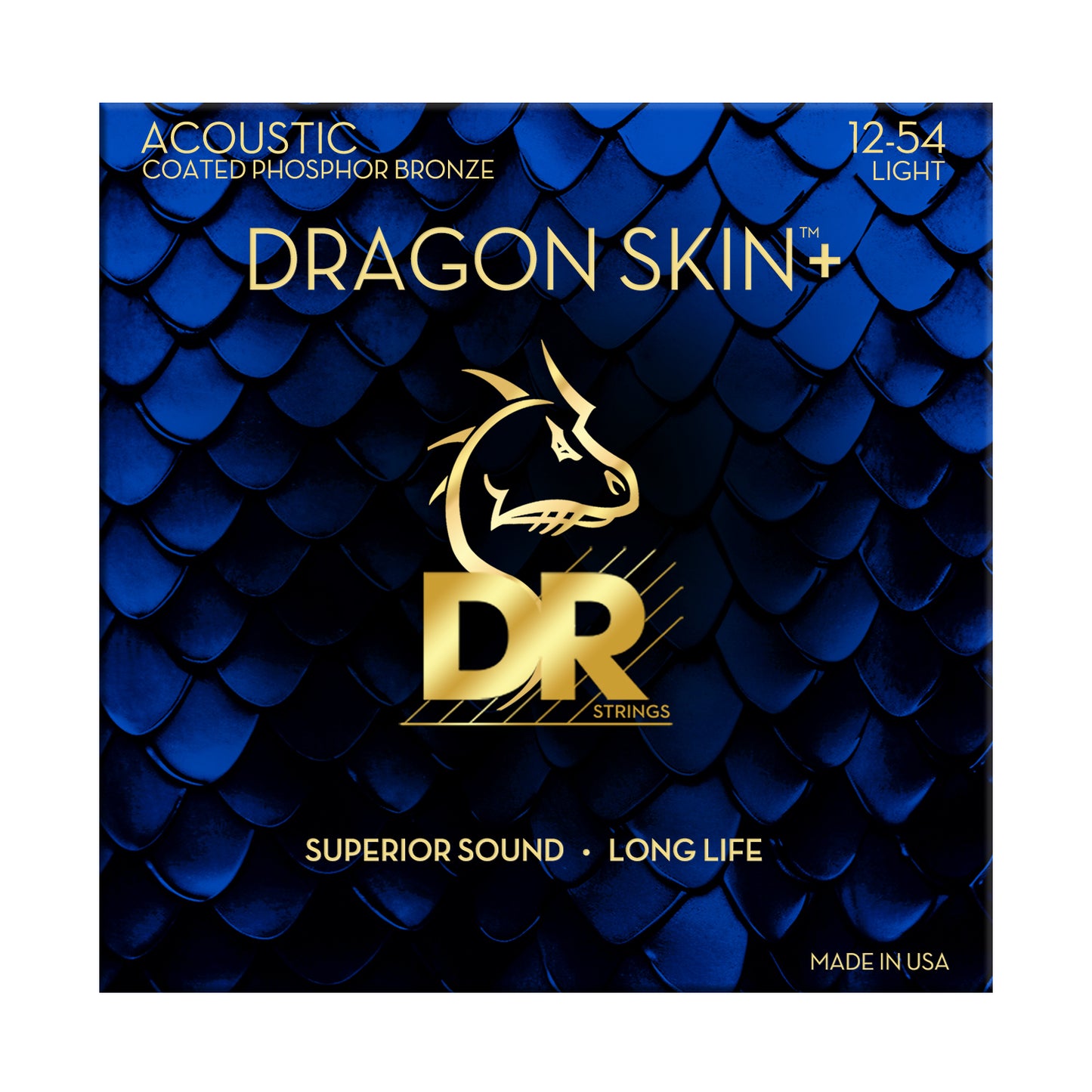 DRAGON SKIN+ - Coated Phosphor Bronze Acoustic Guitar Strings – DAP-12 – Superior Sound with Comfortable Feel & Long Life: Light 12-54