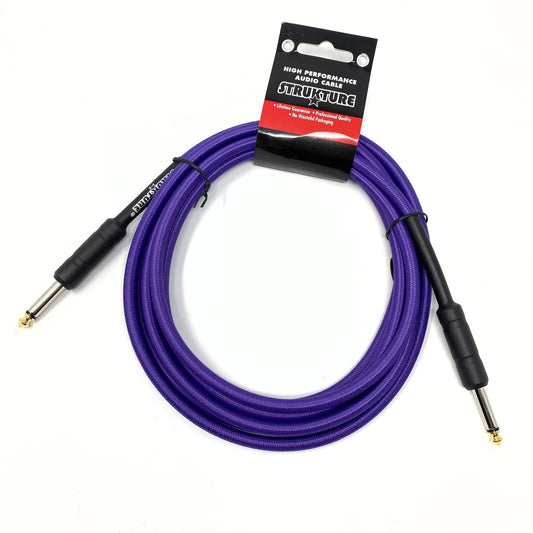 Strukture 10 ft Instrument Cable, Woven, Purple, 1/4" (Latest Version with Improved Black Wraps!)