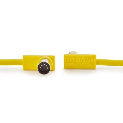 Rockboard Flat MIDI Cable - 30 cm (11 13/16"), Yellow, Angled Plugs