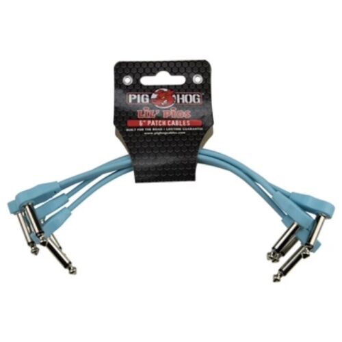 Pig Hog Lil' Pigs 6-inch Low-Profile Patch Cables, 4-Pack, Daphne Blue