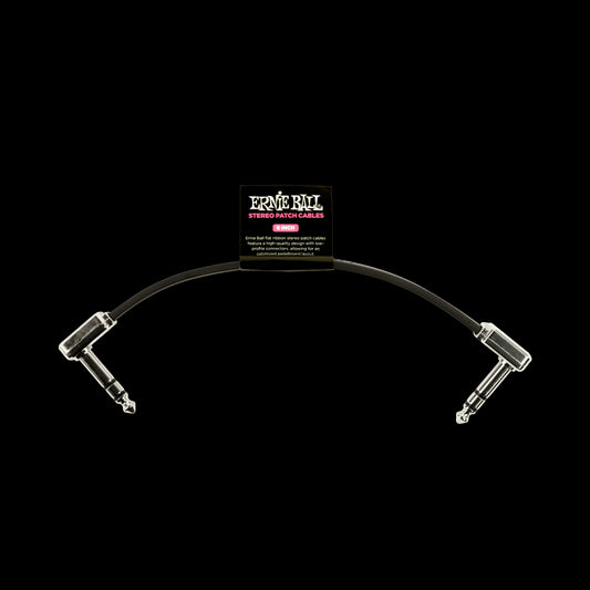 Ernie Ball 6408 Flat Ribbon Stereo Patch Cable 6in - Black - Single