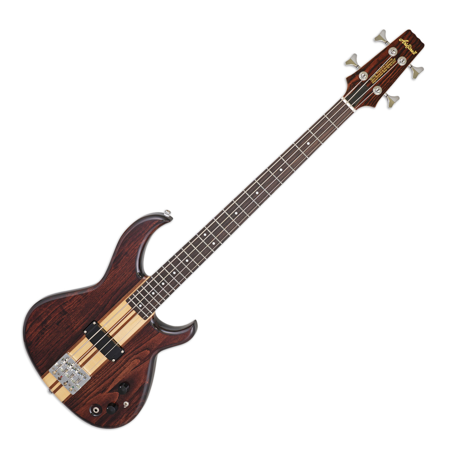 Aria Pro II SB-700 Electric Bass Guitar, Walnut Finish (Ash Body, Maple/Walnut Neck) (2024 Reissue)