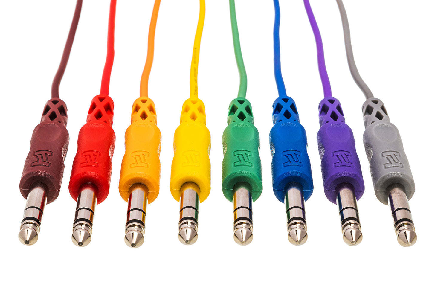 Hosa CSS-845 8-Pack of 1.5-Foot (18") Patch Cables w/ 1/4" Balanced/TRS/Stereo Plugs, Assorted Colors