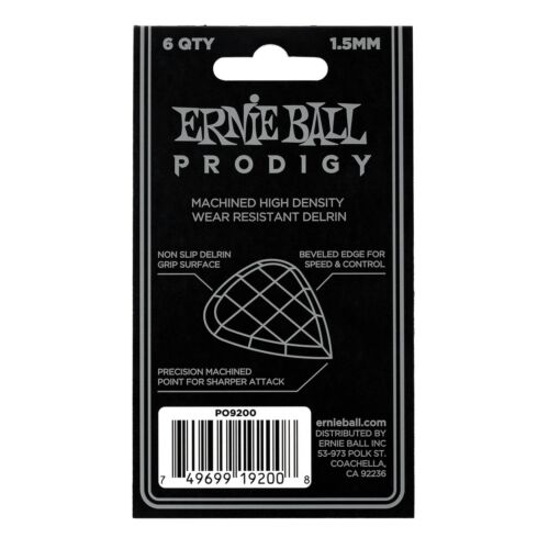 Ernie Ball 1.5mm Black Mini Prodigy Picks 6-pack