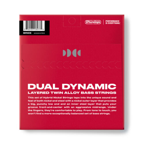 Dunlop DBHYN45125 Dual Dynamic Layered Twin Alloy Hybrid Wound Nickel Bass Strings 45-125 | 5-String