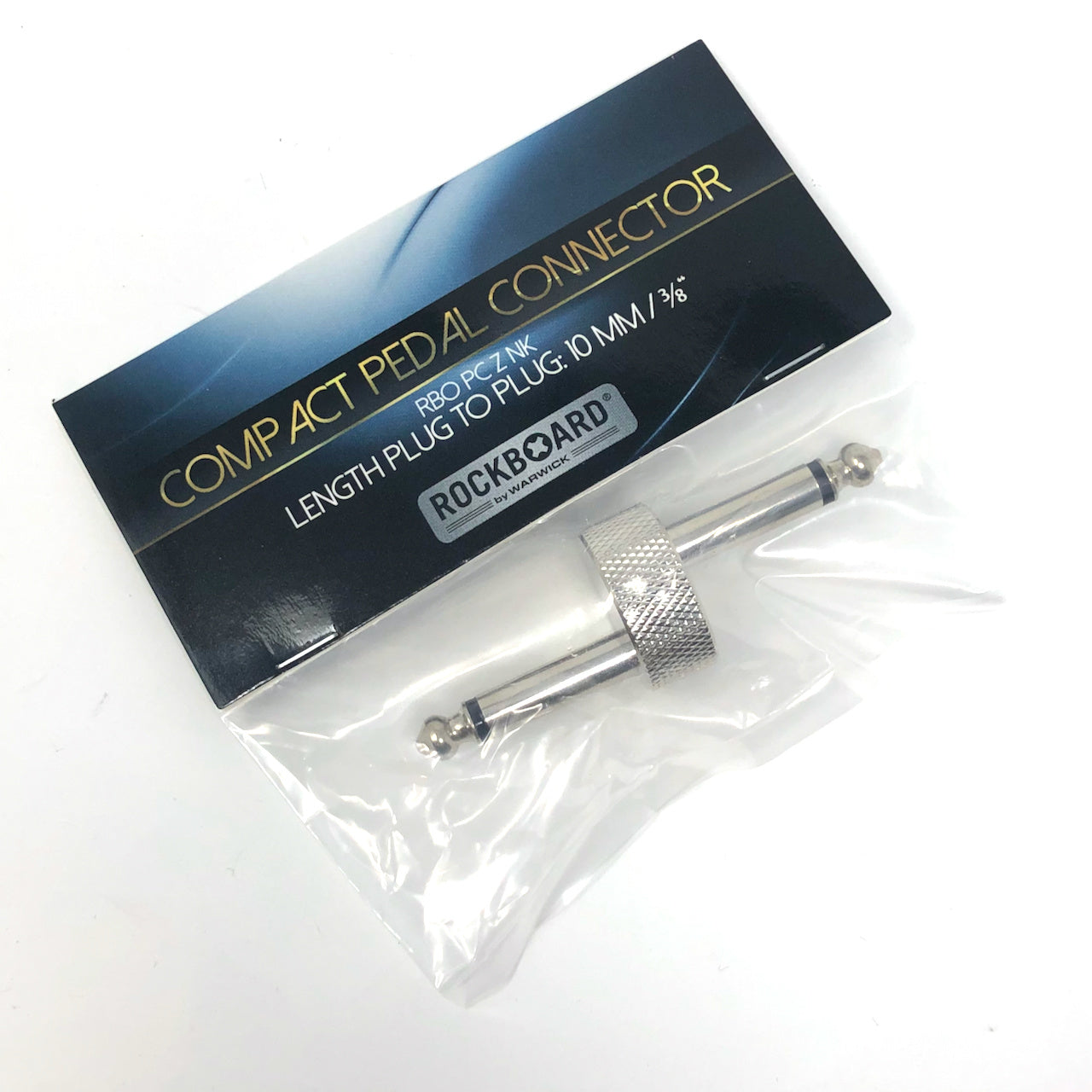 Rockboard Compact Pedal Z-Connector, Nickel - Plug to Plug Length: 10mm / 3/8"