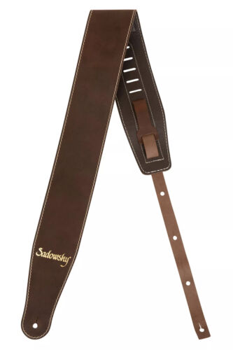 Sadowsky MetroLine Genuine Leather Bass Strap, Brown with Gold Embossing