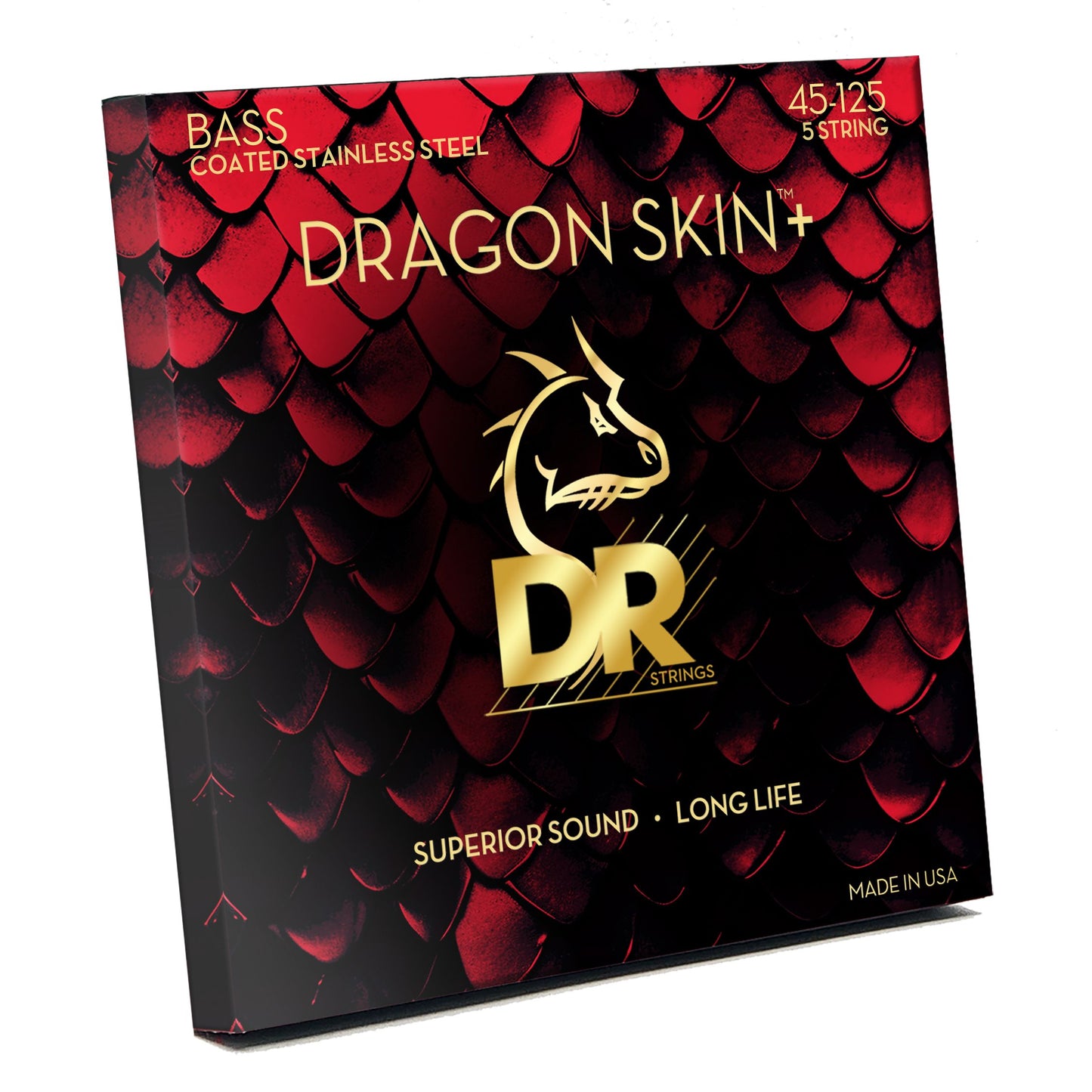 DRAGON SKIN+ - Coated Stainless Steel Bass Strings – DBS5-45 – Superior Sound with Comfortable Feel & Long Life: 5 String Medium 45-125