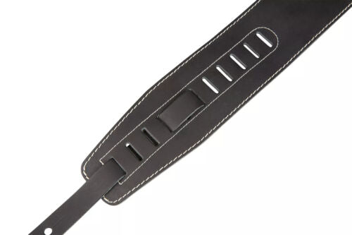 Warwick Teambuilt Genuine Leather Bass Strap, Black with Blind Embossing