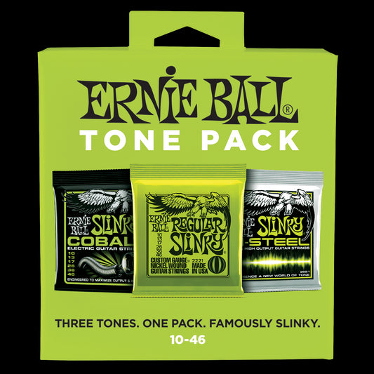 Ernie Ball Regular Slinky Electric Tone Pack 10-46 Gauge (Variety 3-Pack: Original, Cobalt, M-Steel)