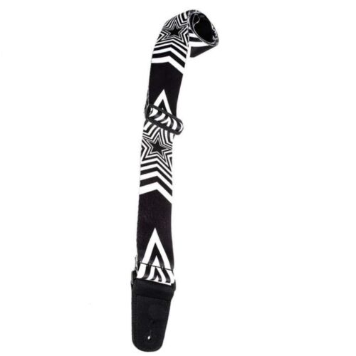 Henry Heller 2" Wide Guitar Strap - Artist Series- Sublimation Printed - Black & White Star Op Art