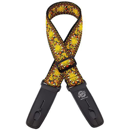 Lock-It Retro Vintage Series 2" Guitar Strap - "Lemon Chill", Built-In Retractable Strap-Lock!