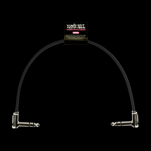 Ernie Ball 6409 Flat Ribbon Stereo Patch Cable 12in - Black - Single