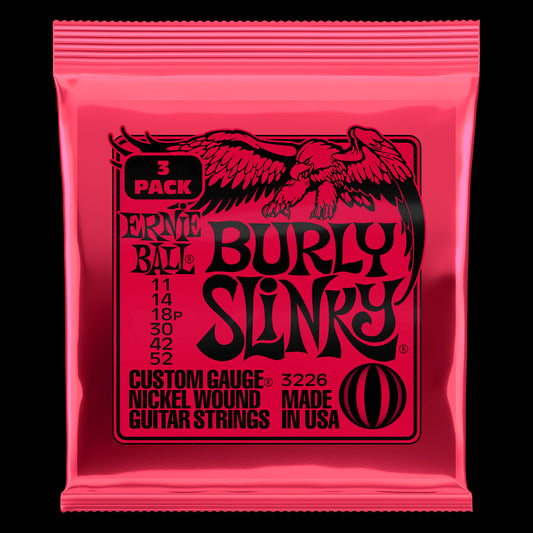 Ernie Ball Burly Slinky Nickel Wound Electric Guitar Strings 3 Pack - 11-52 Gauge