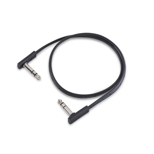 Rockboard Flat Patch TRS Cable, 60 cm / 23.62", Black, low profile, for switch & expression pedals