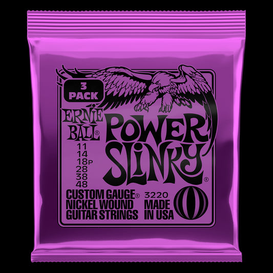 Ernie Ball Power Slinky Nickel Wound Electric Guitar Strings 11-48 Gauge - 3 Pack