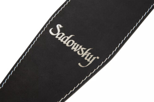 Sadowsky MetroLine Genuine Leather Bass Strap, Black with Silver Embossing